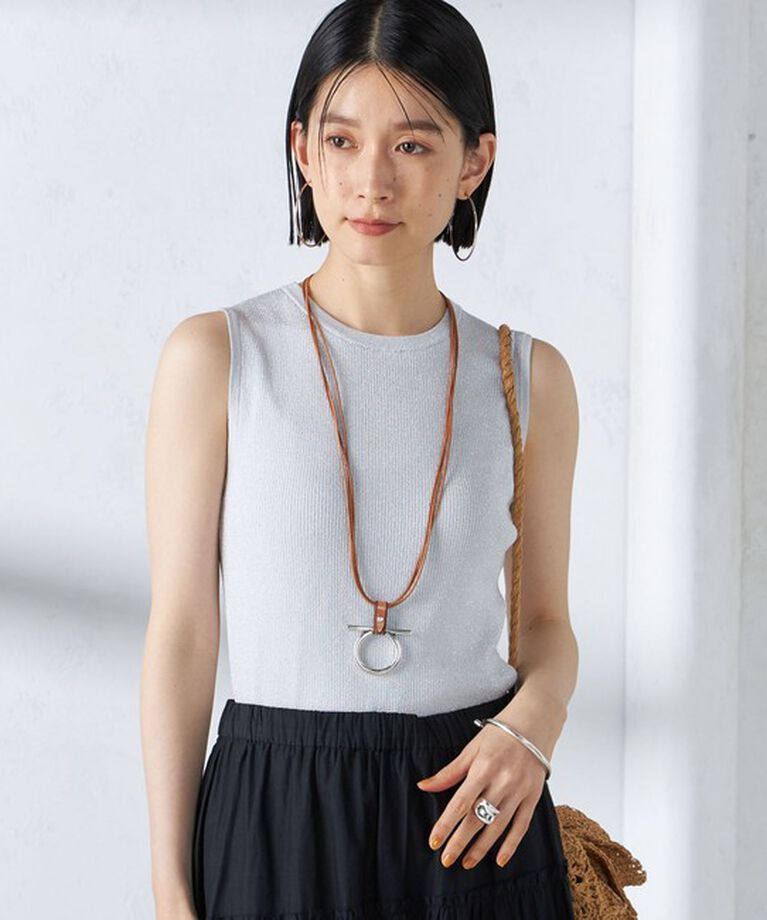 SHIPS for women「〈手洗い可能〉ラメ ノースリーブ ニット」|ニット・セーター|