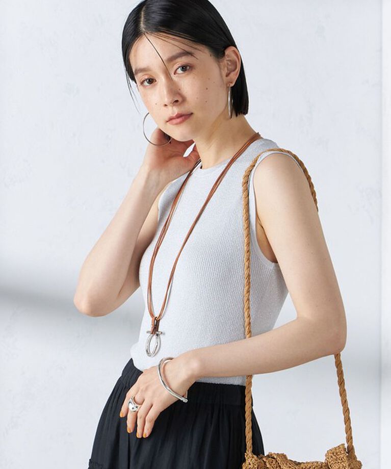 SHIPS for women「〈手洗い可能〉ラメ ノースリーブ ニット」|ニット・セーター|