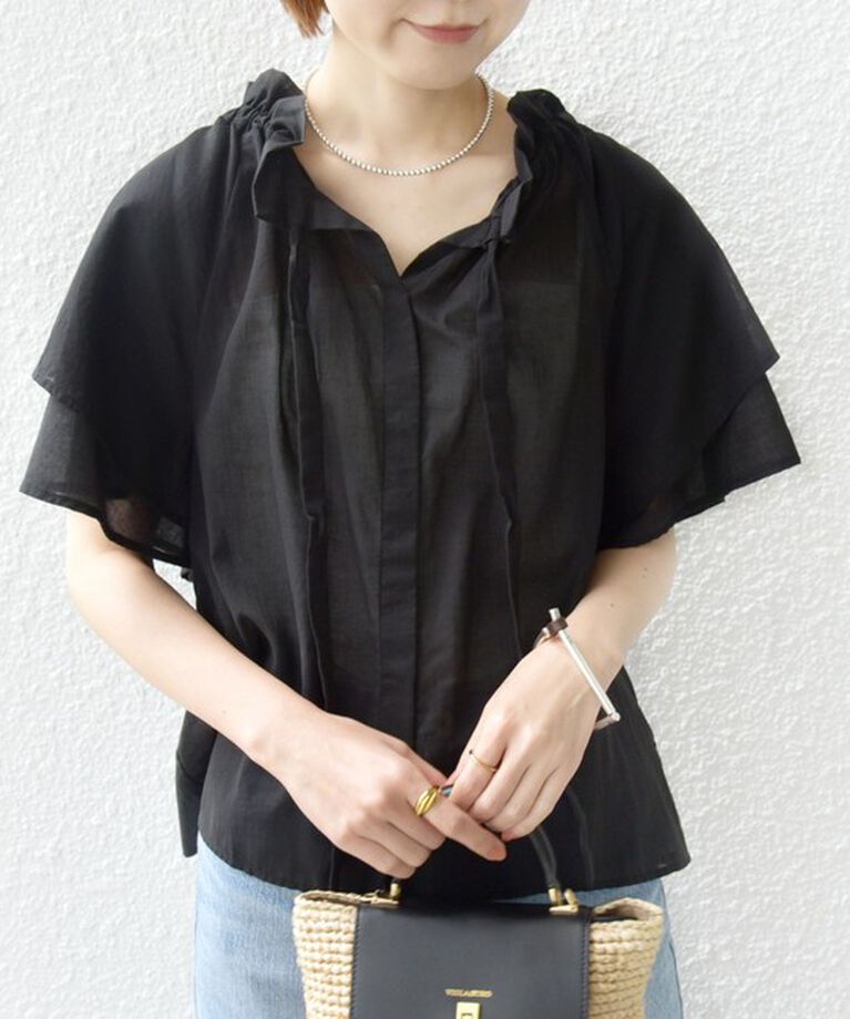 SHIPS for women「〈手洗い可能〉コットンボイル ネックギャザー ボウタイ ブラウス」|シャツ・ブラウス|