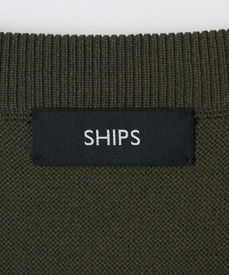 SHIPS「SHIPS:〈手洗い可能〉ガーター クルーネック ボタン カーディガン」|カーディガン|