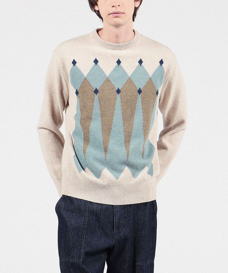 TOMORROWLAND MENS「TOMORROWLAND tricot ラムウール アーガイル クルーネックプルオーバー」|ニット・セーター|