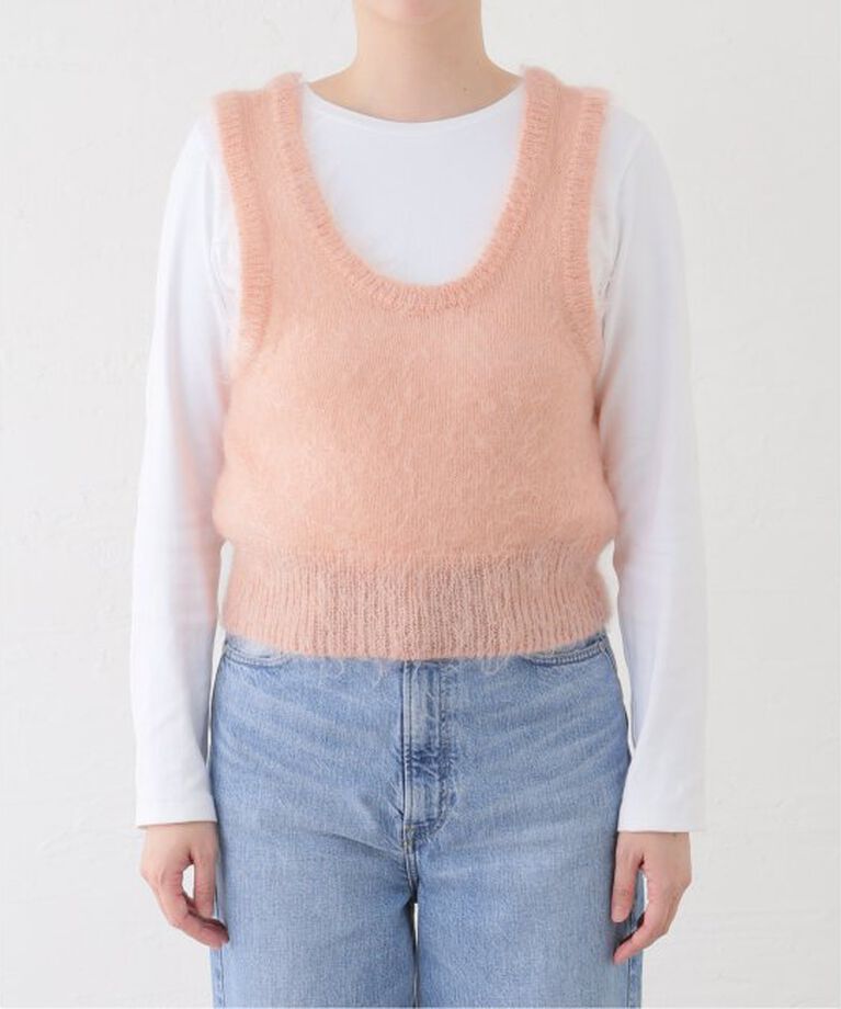 IENA LA BOUCLE「AURALEE/オーラリー BRUSHED SUPER KID MOHAIR MIX ニット A24AT06KM」|ベスト・ジレ|ベージュ