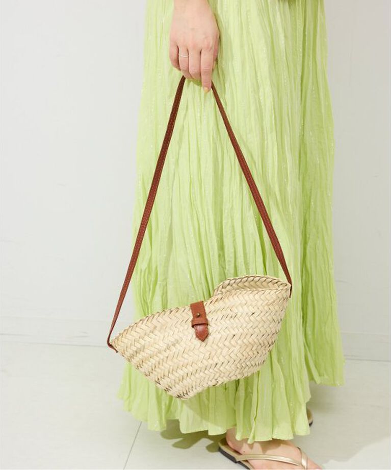 SLOBE IENA「KECH LeS ESSENTIELS RAFFIA LEATHER FLAP MINI KBG-2341」|かごバッグ|
