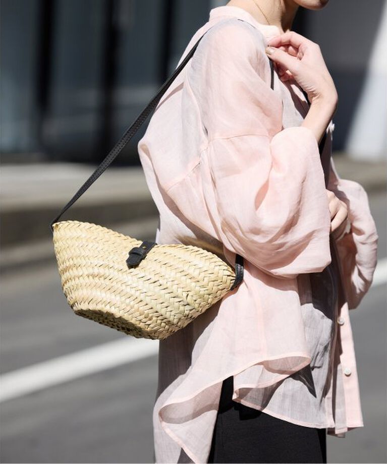SLOBE IENA「KECH LeS ESSENTIELS RAFFIA LEATHER FLAP MINI KBG-2341」|かごバッグ|