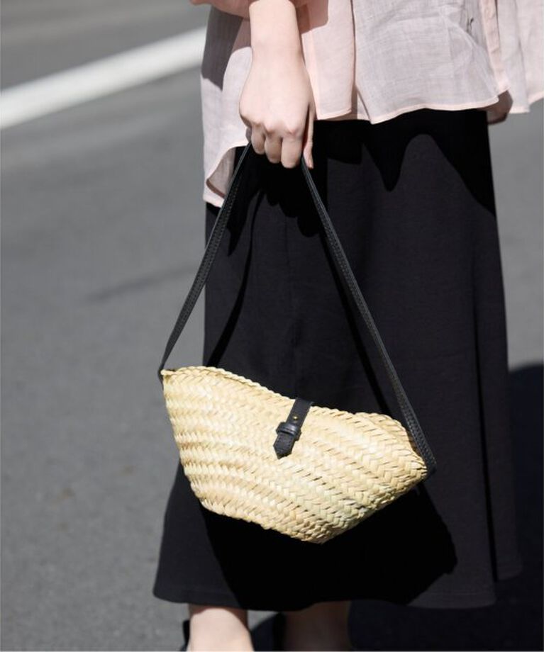 SLOBE IENA「KECH LeS ESSENTIELS RAFFIA LEATHER FLAP MINI KBG-2341」|かごバッグ|