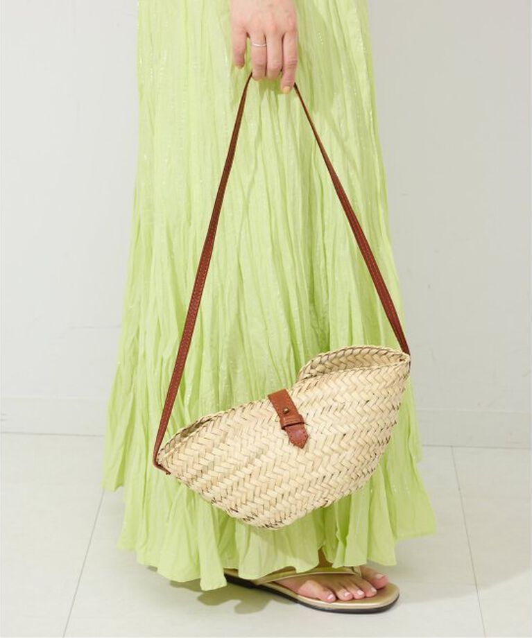 SLOBE IENA「KECH LeS ESSENTIELS RAFFIA LEATHER FLAP MINI KBG-2341」|かごバッグ|ブラウン