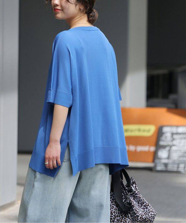 JOURNAL STANDARD relume「《追加2》接触冷感 / ウォッシャブルクールポンチョプルオーバー」|ニット・セーター|ブルー A