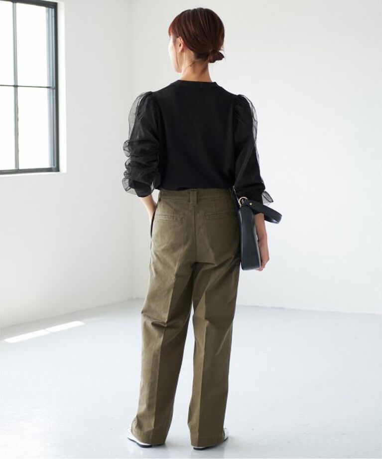 Spick and Span「《追加》チュールスリーブニットプルオーバー」|ニット・セーター|