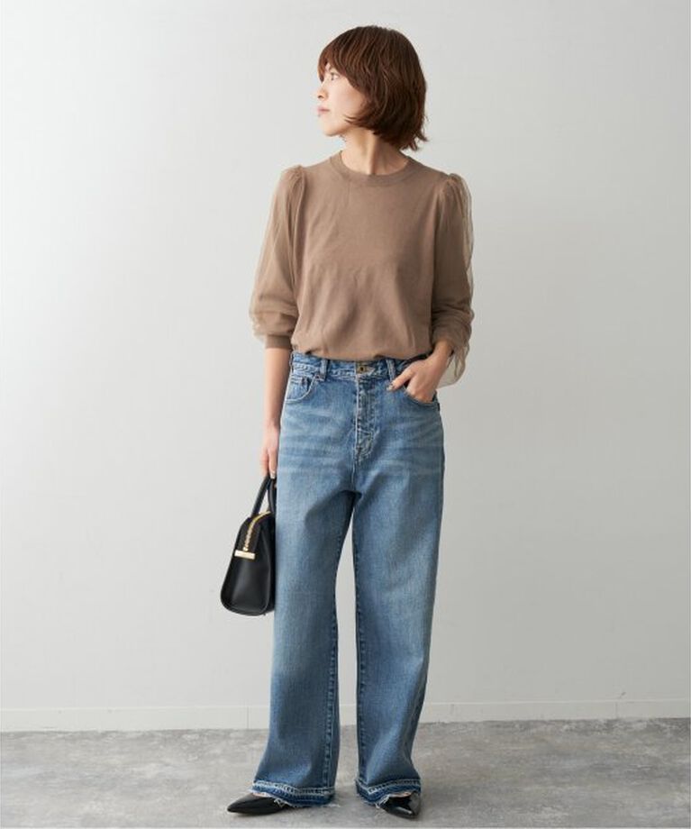 Spick and Span「《追加》チュールスリーブニットプルオーバー」|ニット・セーター|