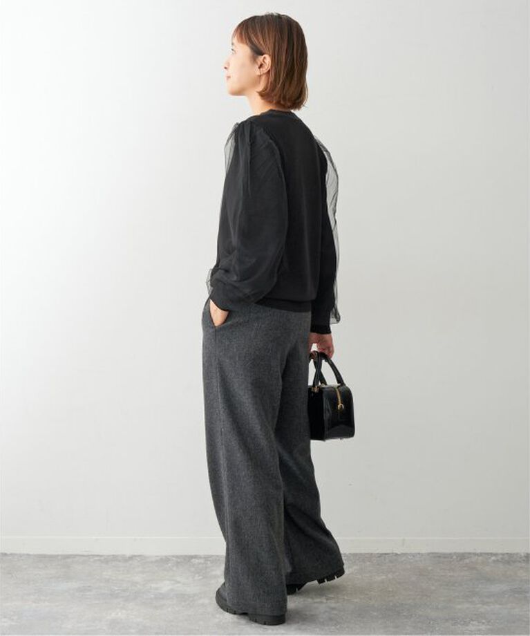 Spick and Span「《追加》チュールスリーブニットプルオーバー」|ニット・セーター|