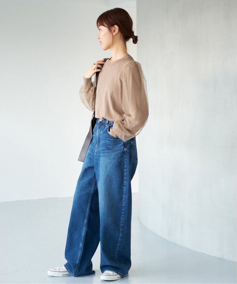 Spick and Span「《追加》チュールスリーブニットプルオーバー」|ニット・セーター|