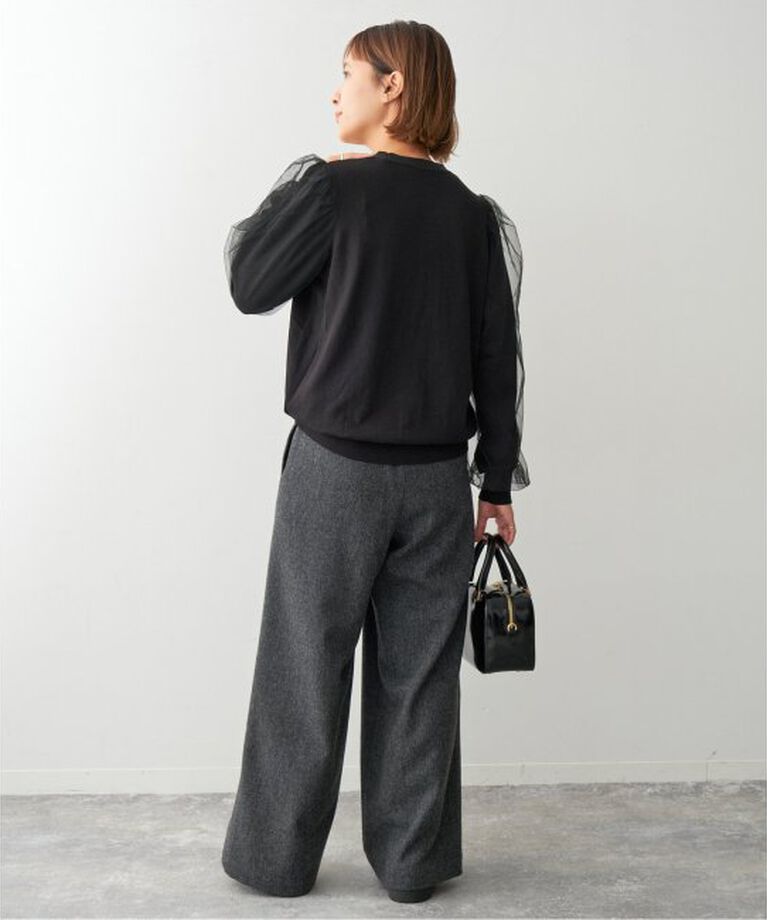 Spick and Span「《追加》チュールスリーブニットプルオーバー」|ニット・セーター|