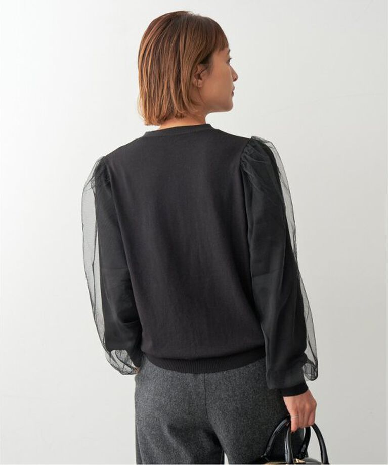 Spick and Span「《追加》チュールスリーブニットプルオーバー」|ニット・セーター|