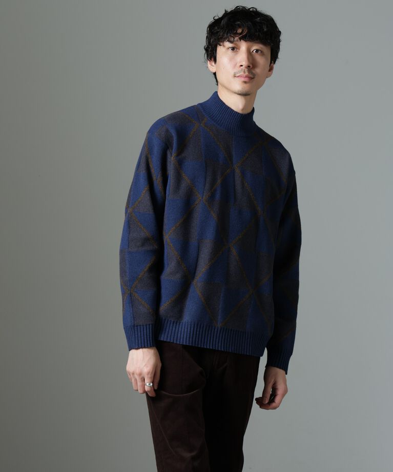 nano･universe「WEB限定/ダイヤ柄ハイネックニット」|ニット・セーター|