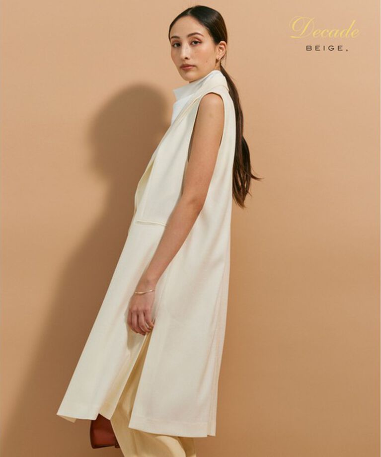 BEIGE,「【VERY NaVY 6月号掲載】 CAROLE / ロングテーラードジレ」|ベスト・ジレ|Ecru