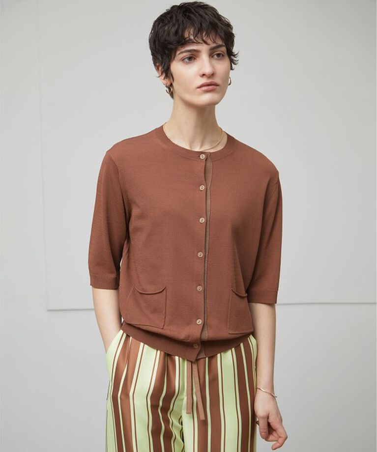 BEIGE,「【洗える】VALOIS / 半袖カーディガン」|カーディガン|Camel