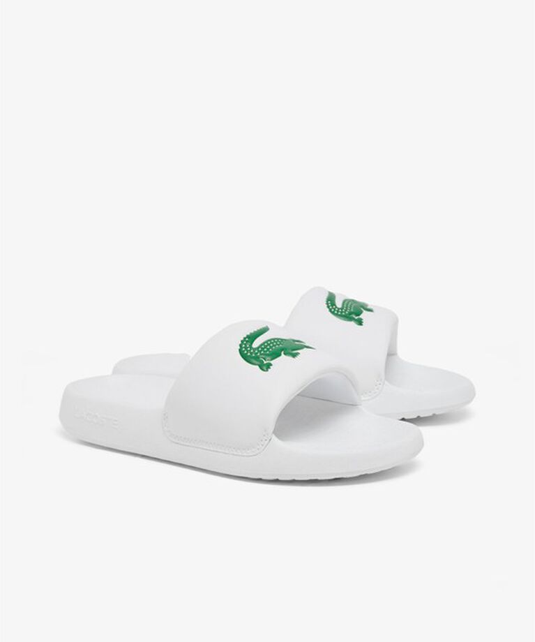 LACOSTE「レディース SERVE SLIDE 1.0 125 1 CFA」|サンダル|ホワイト×グリーン