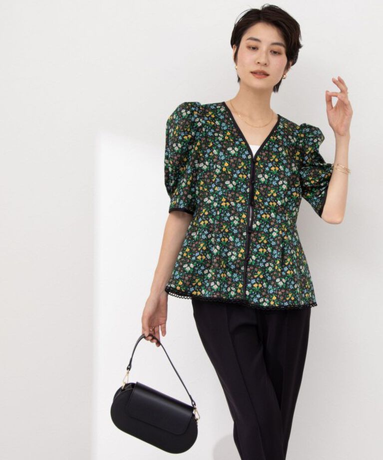 NOLLEY'S「《水洗い可能》リバティプリント パワショル半袖ブラウス」|シャツ・ブラウス|