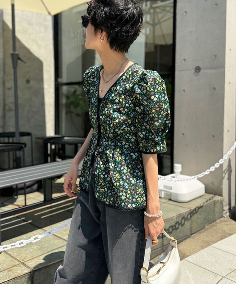 NOLLEY'S「《水洗い可能》リバティプリント パワショル半袖ブラウス」|シャツ・ブラウス|