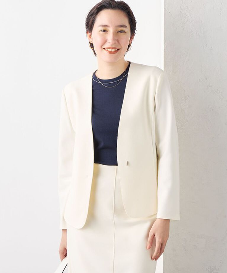 NOLLEY'S sophi「《セットアップ対応》ウォッシャブルボンディングジョーゼットノーカラージャケット」|ノーカラージャケット|