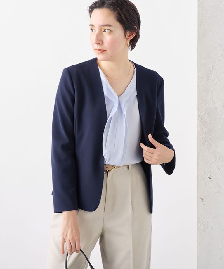 NOLLEY'S sophi「《セットアップ対応》ウォッシャブルボンディングジョーゼットノーカラージャケット」|ノーカラージャケット|