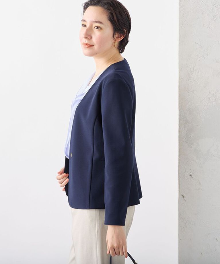 NOLLEY'S sophi「《セットアップ対応》ウォッシャブルボンディングジョーゼットノーカラージャケット」|ノーカラージャケット|