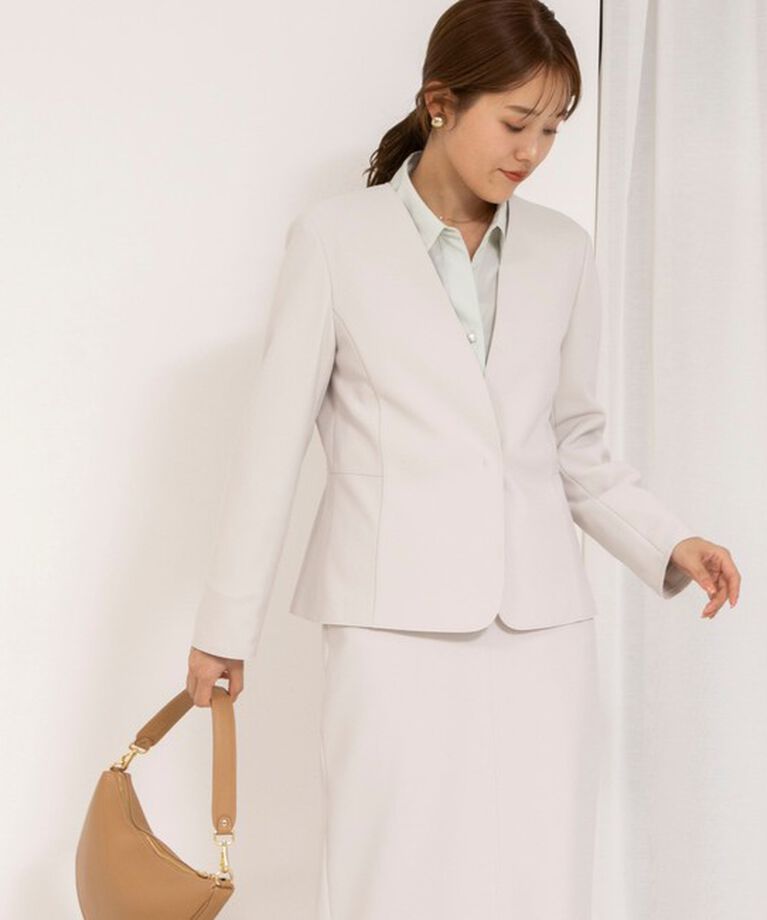 NOLLEY'S sophi「《セットアップ対応》ウォッシャブルボンディングジョーゼットノーカラージャケット」|ノーカラージャケット|