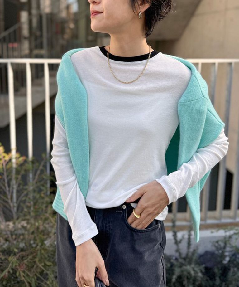 NOLLEY'S sophi「シアー配色トリミングロンT」|Tシャツ・カットソー|ホワイト