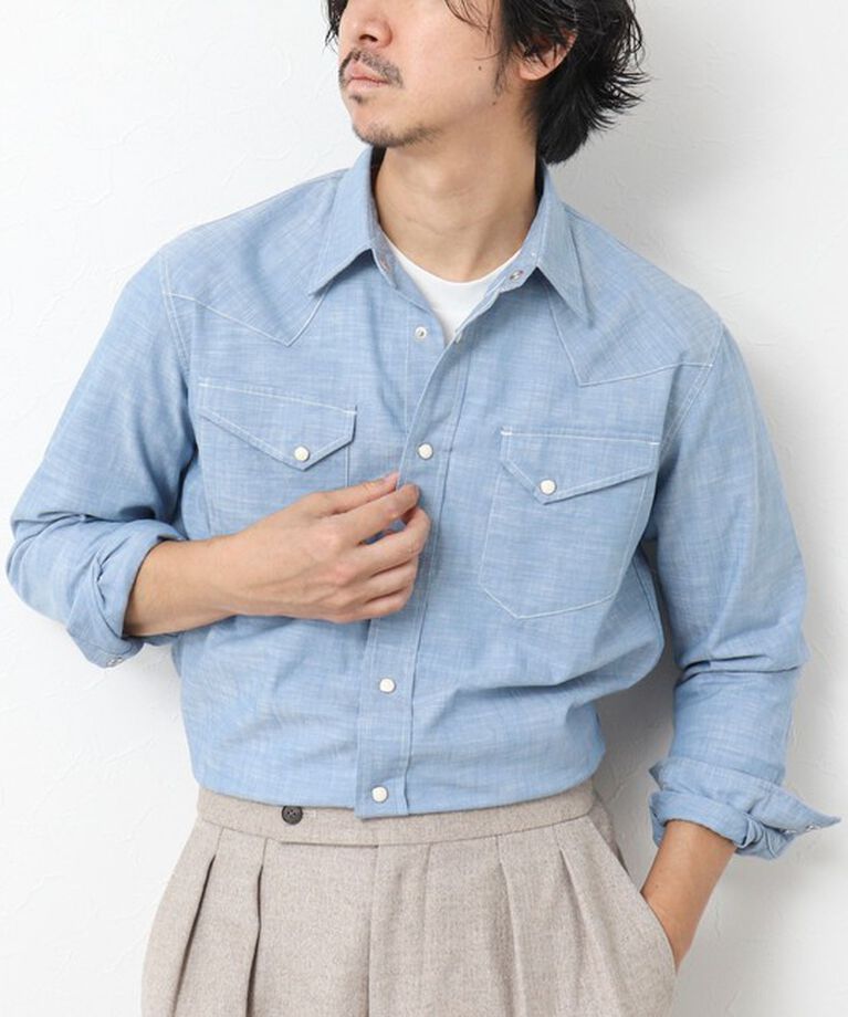 NOLLEY'S goodman「1970s American Cotton ウエスタンシャツ」|シャツ・ブラウス|ブルー