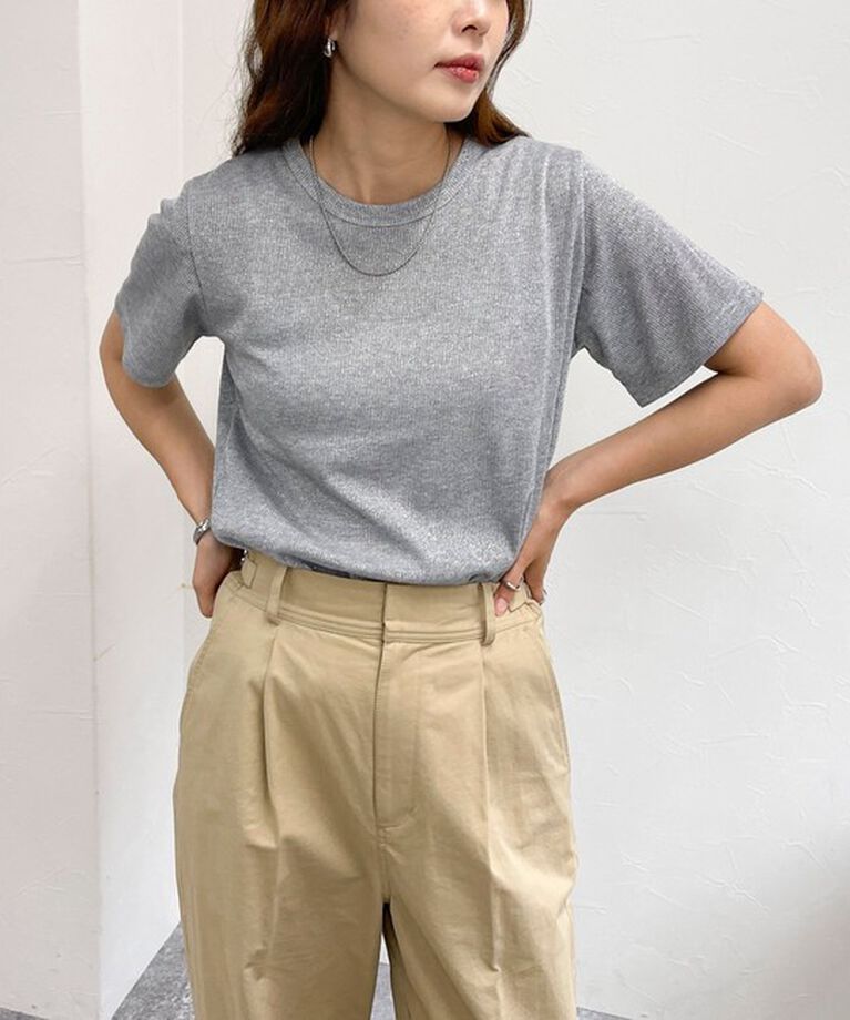 fredy emue「ラメテレコTシャツ」|Tシャツ・カットソー|ライトグレー