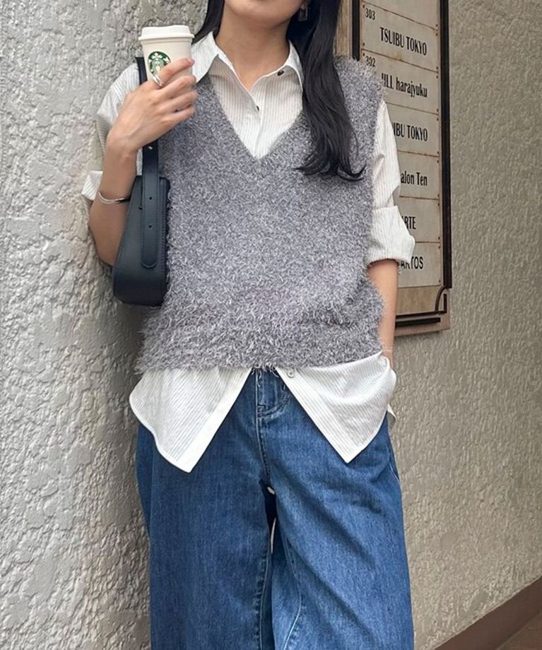 fredy emue「【WEB限定カラーあり】ポリフェザーニットベスト」|ベスト・ジレ|