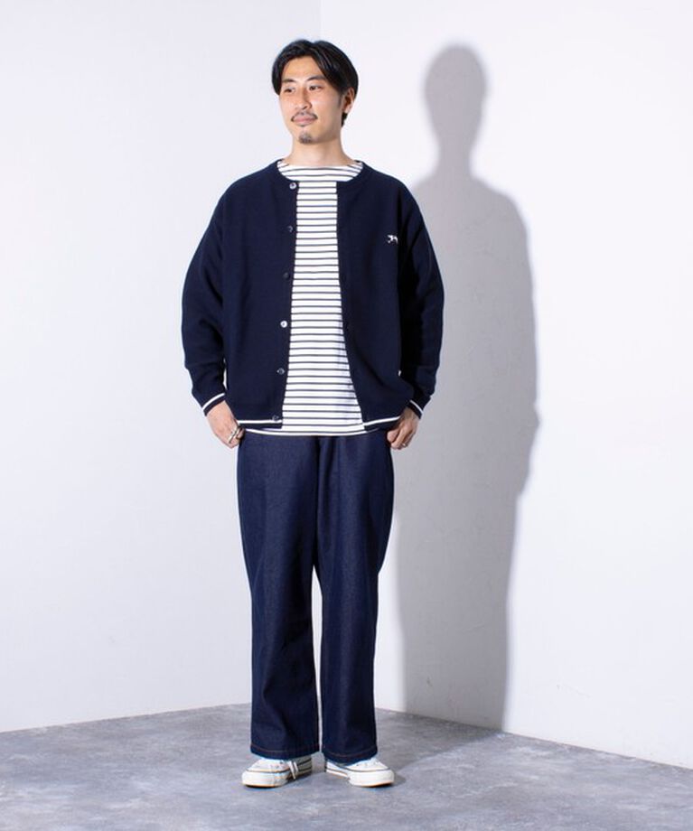 GLOSTER「【GLOSTER/グロスター】フレンチブルドッグ刺繍 クルーネックカーディガン ワンポイント」|カーディガン|