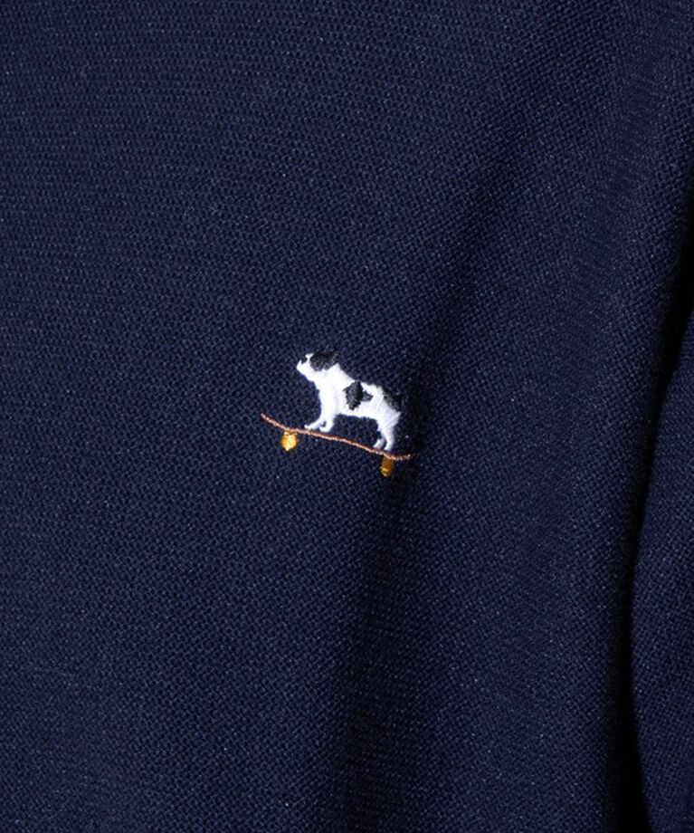 GLOSTER「【GLOSTER/グロスター】フレンチブルドッグ刺繍 クルーネックカーディガン ワンポイント」|カーディガン|