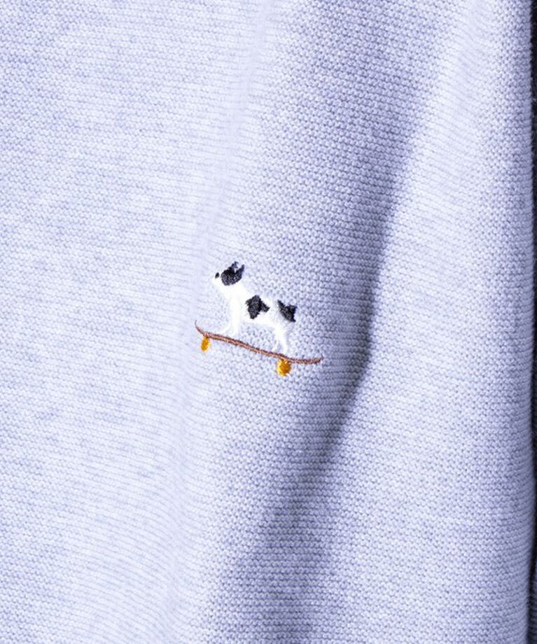 GLOSTER「【GLOSTER/グロスター】フレンチブルドッグ刺繍 クルーネックカーディガン ワンポイント」|カーディガン|