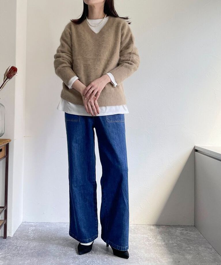 fredy emue「FOX混Vネックニットプルオーバー」|ニット・セーター|