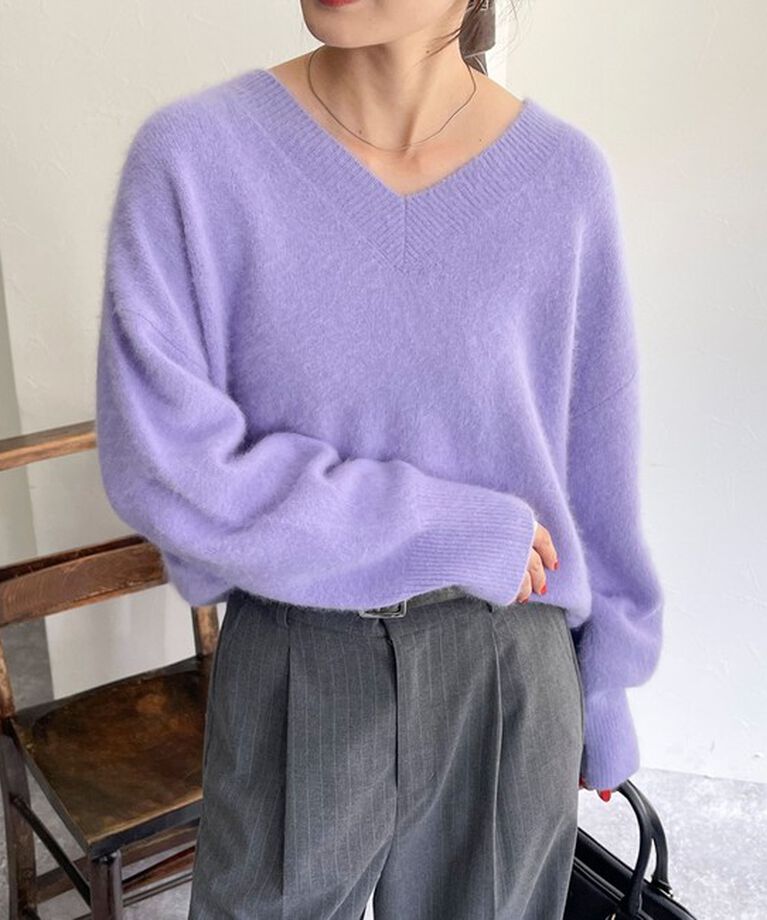 fredy emue「FOX混Vネックニットプルオーバー」|ニット・セーター|
