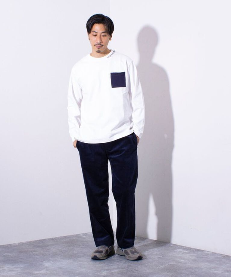 GLOSTER「【GLOSTER/グロスター】ニットポケット ハンドステッチ ポケット長袖Tシャツ」|Tシャツ・カットソー|