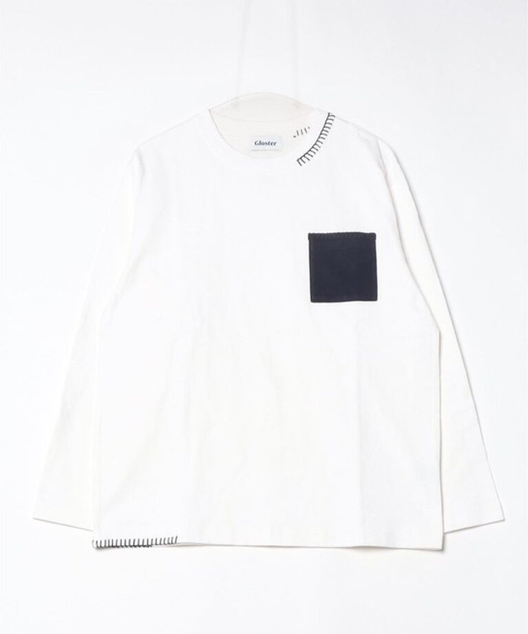 GLOSTER「【GLOSTER/グロスター】ニットポケット ハンドステッチ ポケット長袖Tシャツ」|Tシャツ・カットソー|