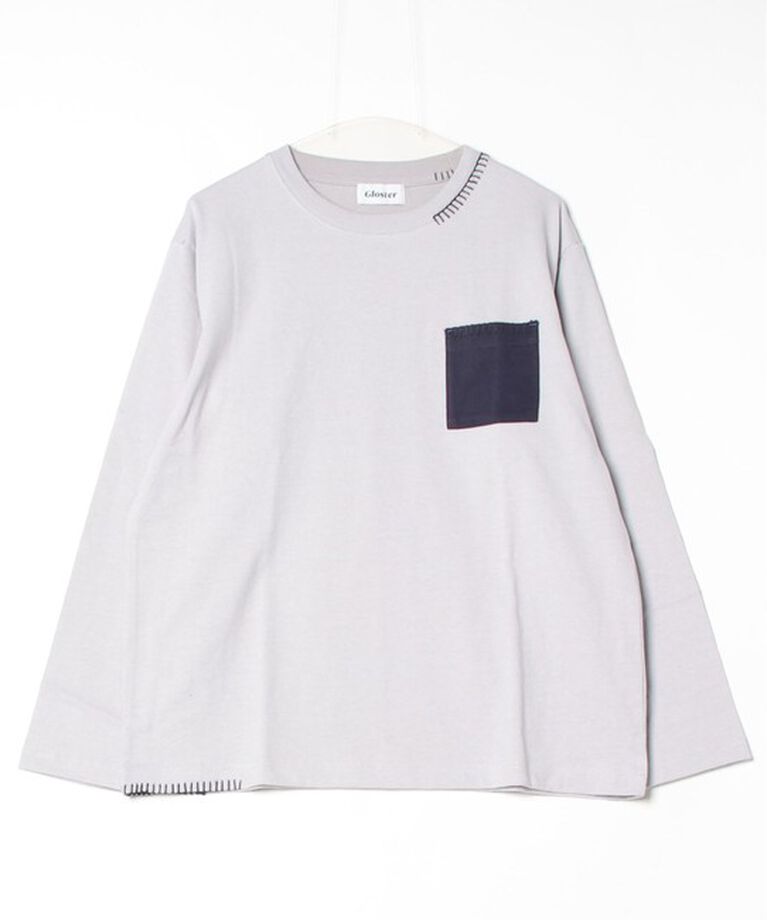 GLOSTER「【GLOSTER/グロスター】ニットポケット ハンドステッチ ポケット長袖Tシャツ」|Tシャツ・カットソー|