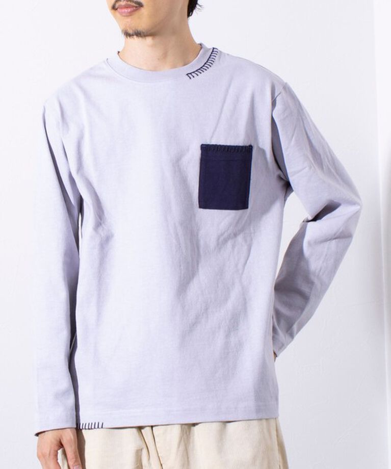 GLOSTER「【GLOSTER/グロスター】ニットポケット ハンドステッチ ポケット長袖Tシャツ」|Tシャツ・カットソー|