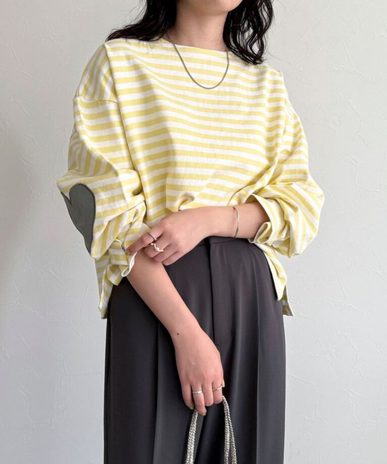fredy emue「ボーダーハートパッチプルオーバーカットソー」|Tシャツ・カットソー|