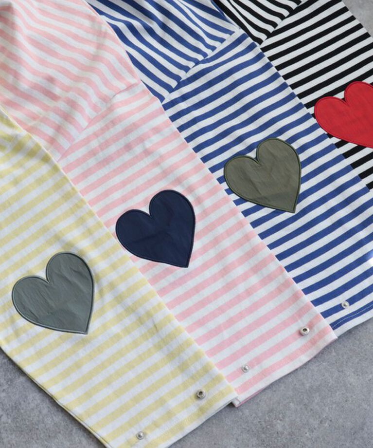 fredy emue「ボーダーハートパッチプルオーバーカットソー」|Tシャツ・カットソー|
