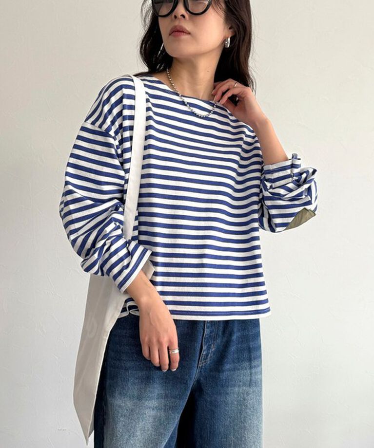 fredy emue「ボーダーハートパッチプルオーバーカットソー」|Tシャツ・カットソー|
