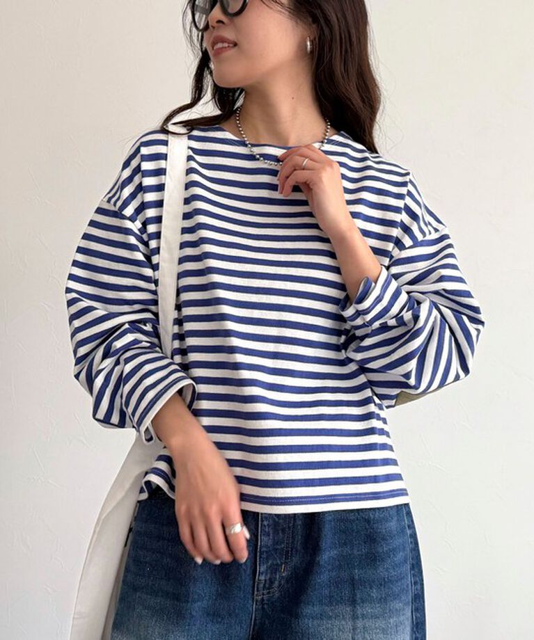 fredy emue「ボーダーハートパッチプルオーバーカットソー」|Tシャツ・カットソー|