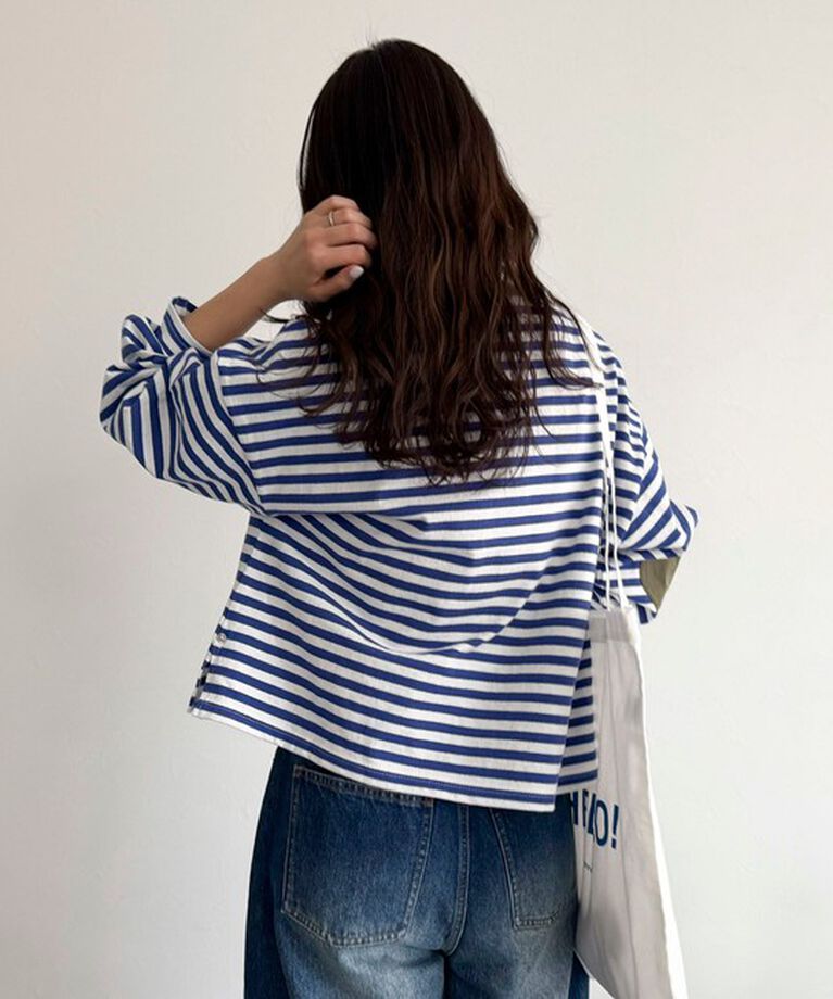 fredy emue「ボーダーハートパッチプルオーバーカットソー」|Tシャツ・カットソー|