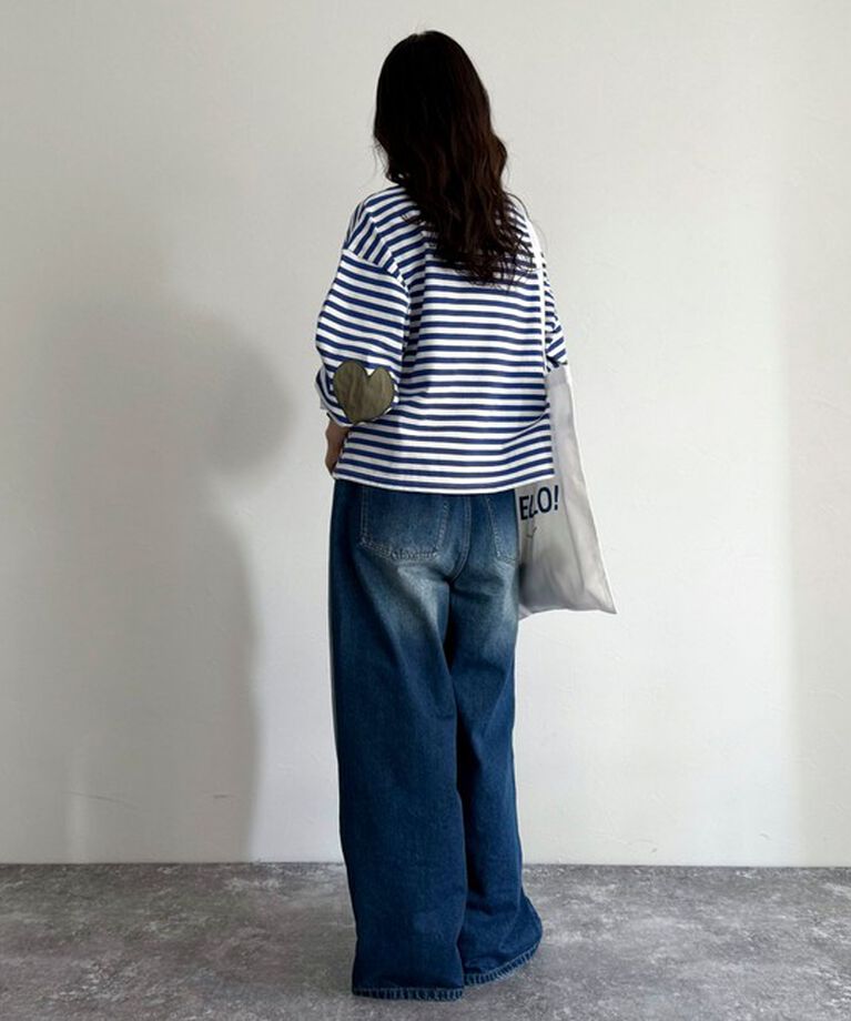 fredy emue「ボーダーハートパッチプルオーバーカットソー」|Tシャツ・カットソー|