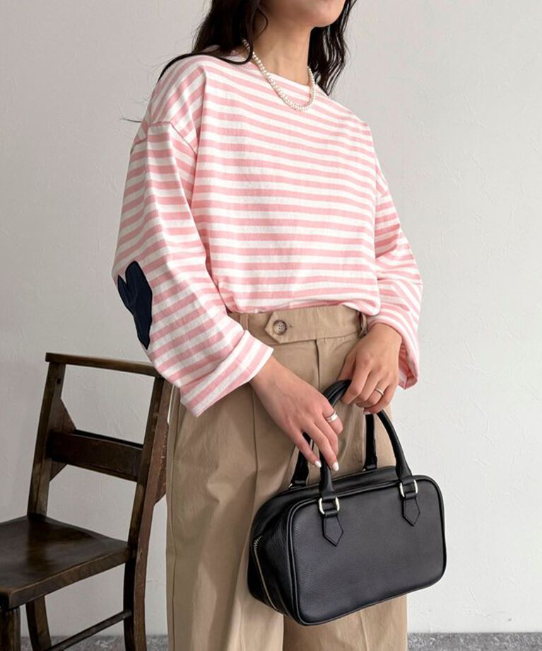 fredy emue「ボーダーハートパッチプルオーバーカットソー」|Tシャツ・カットソー|