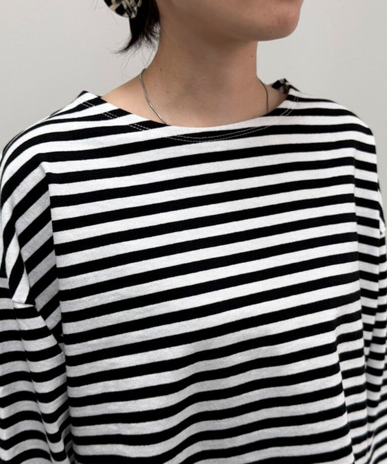 fredy emue「ボーダーハートパッチプルオーバーカットソー」|Tシャツ・カットソー|