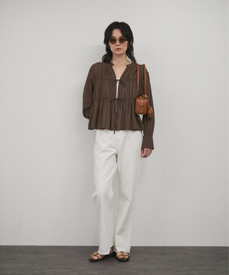 SALON adam et rope'「【WEB限定】フロントリボンティアードギャザーブラウス」|シャツ・ブラウス|