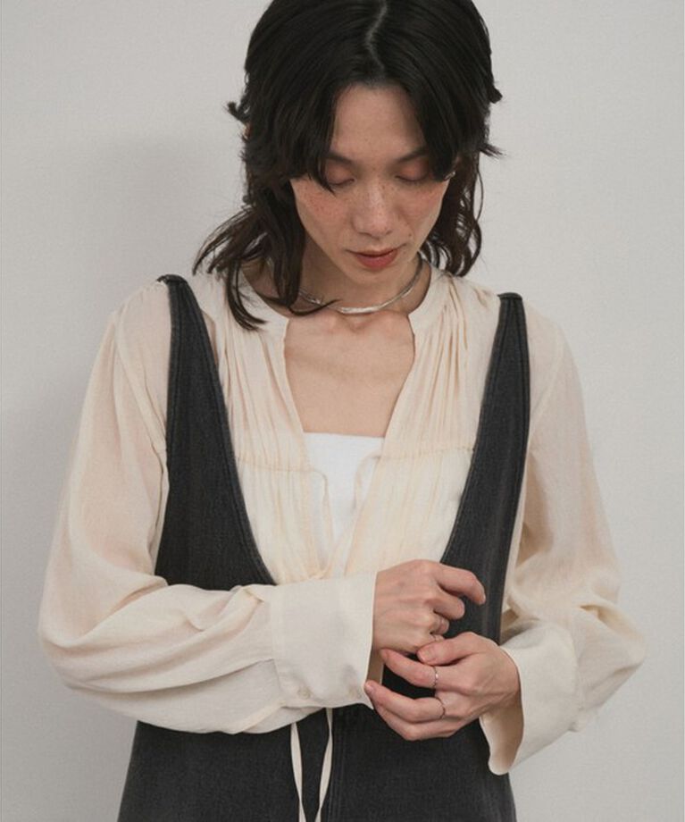 SALON adam et rope'「【WEB限定】フロントリボンティアードギャザーブラウス」|シャツ・ブラウス|